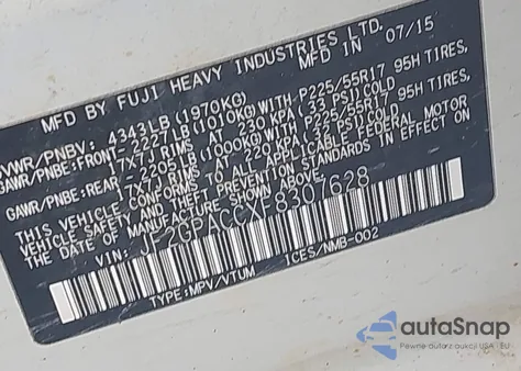 2015 Subaru Xv Crosstrek 2.0I Premium from USA, damaged, VIN JF2GPACCXF8307628